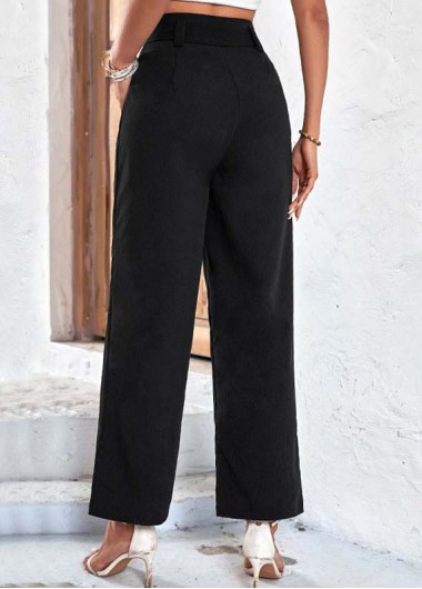 Black bottoms,Plain Color bottoms,Bowknot Black Belted Drawastring High Waisted Pants
