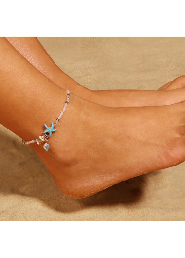 White jewelry,Other jewelry,Star White Shell Design Beads Anklet