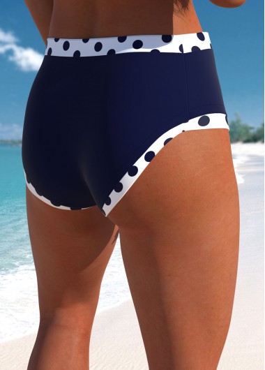 Navy swimwear,Dot swimwear,ROTITA Navy Polka Dot High Waisted Bikini Bottom