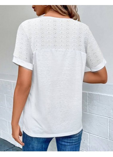 White plus size,Plain Color plus size,ROTITA Plus Size Round Neck Short Sleeve Blouse