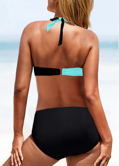 Black plus size,Cyan plus size,Contrast Color plus size,ROTITA Plus Size Bikini Top