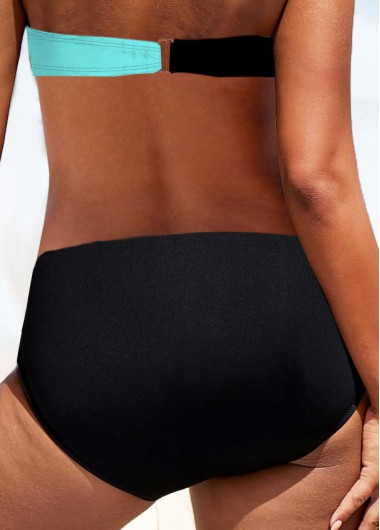 Cyan plus size,Contrast Color plus size,ROTITA Plus Size Mid Waisted Cyan Bikini Bottom