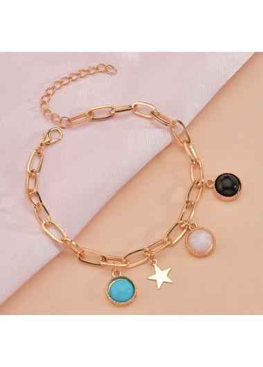 Golden jewelry,Galaxy jewelry,Geometric jewelry,Metal Detail Asymmetrical Golden Geometric Pattern Anklet