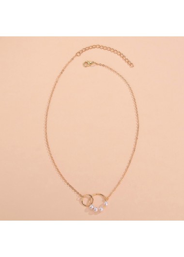 Golden jewelry,Other jewelry,Round Pearl Design Metal Detail Golden Necklace