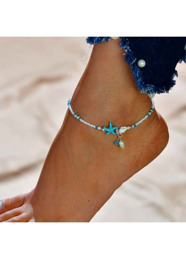 Sky Blue jewelry,Plain Color jewelry,Alloy Design Sky Blue Star Anklet
