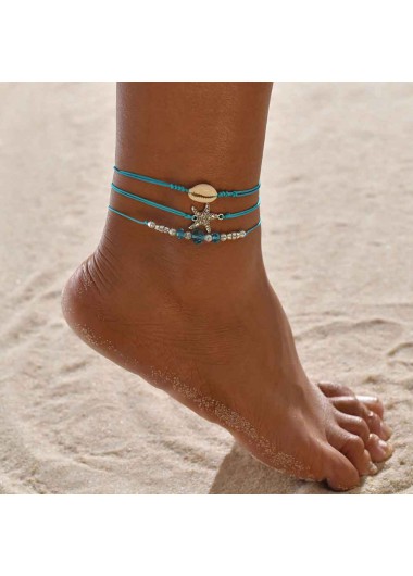 Sky Blue jewelry,Animal Print jewelry,Asymmetrical Beads Sky Blue Anklet Set