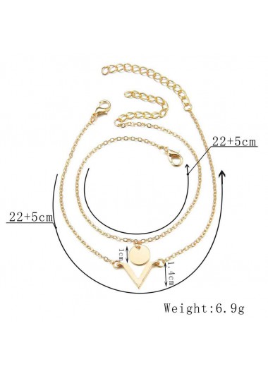 Gold jewelry,Plain Color jewelry,Asymmetrical Design Gold Metal Anklet Set