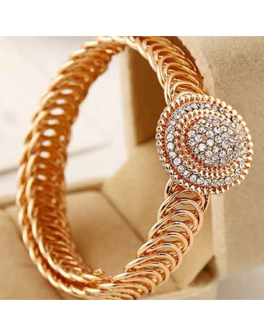 Gold jewelry,Geometric jewelry,Round Geometric Pattern Alloy Detail Gold Bangle