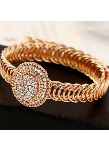 Gold jewelry,Geometric jewelry,Round Geometric Pattern Alloy Detail Gold Bangle