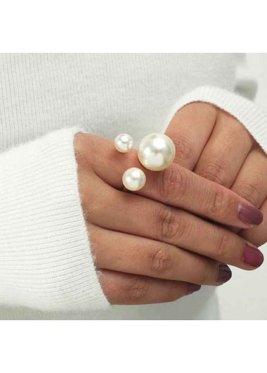Gold jewelry,White jewelry,Other jewelry,Alloy Detail Gold Pearl Design Ring