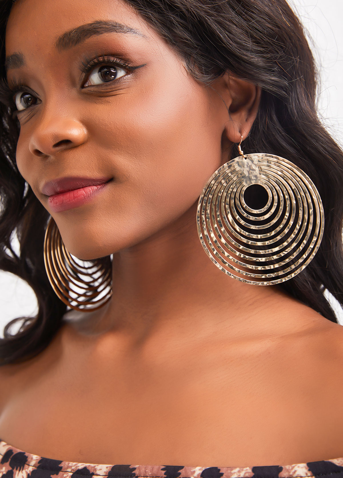 Gold jewelry,Plain Color jewelry,Round Gold Alloy Cut Out Earrings