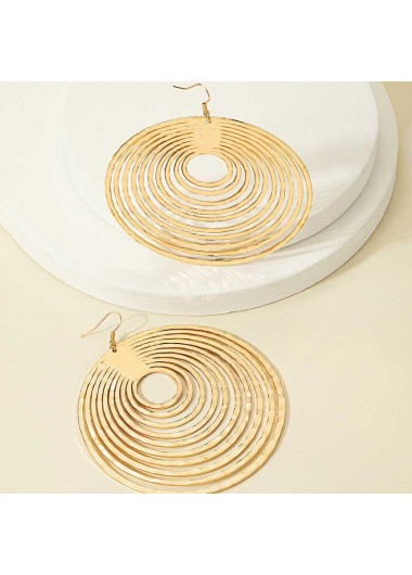 Gold jewelry,Plain Color jewelry,Round Gold Alloy Cut Out Earrings
