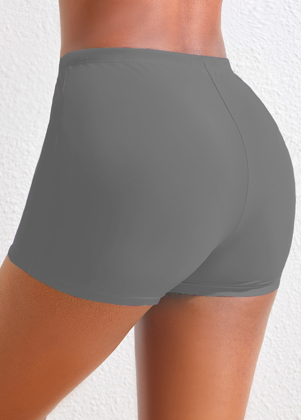 Grey swimwear,White swimwear,Striped swimwear,Geometric swimwear,ROTITA Patchwork V Neck Grey Striped Tankini Top
