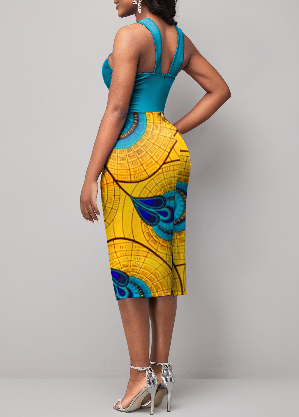 Multi Color dresses,Tribal dresses,ROTITA Tribal Print Multi Color Cross Collar Dress