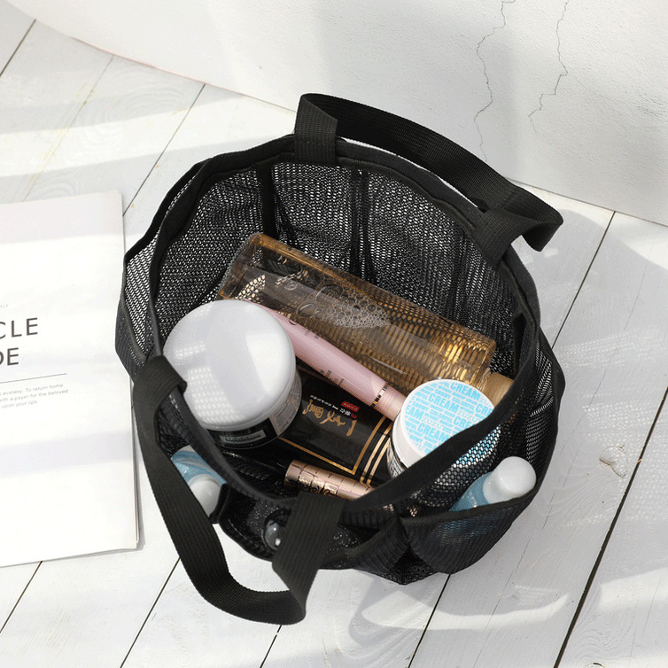 Black accessories,Plain Color accessories,Open Mesh Polyester Black Hand Bag