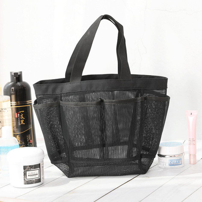 Black accessories,Plain Color accessories,Open Mesh Polyester Black Hand Bag