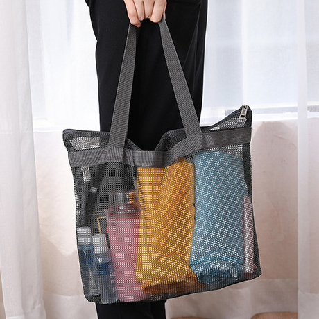 Black accessories,Plain Color accessories,Mesh Black Zip Polyester Hand Bag