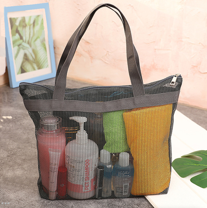 Black accessories,Plain Color accessories,Mesh Black Zip Polyester Hand Bag