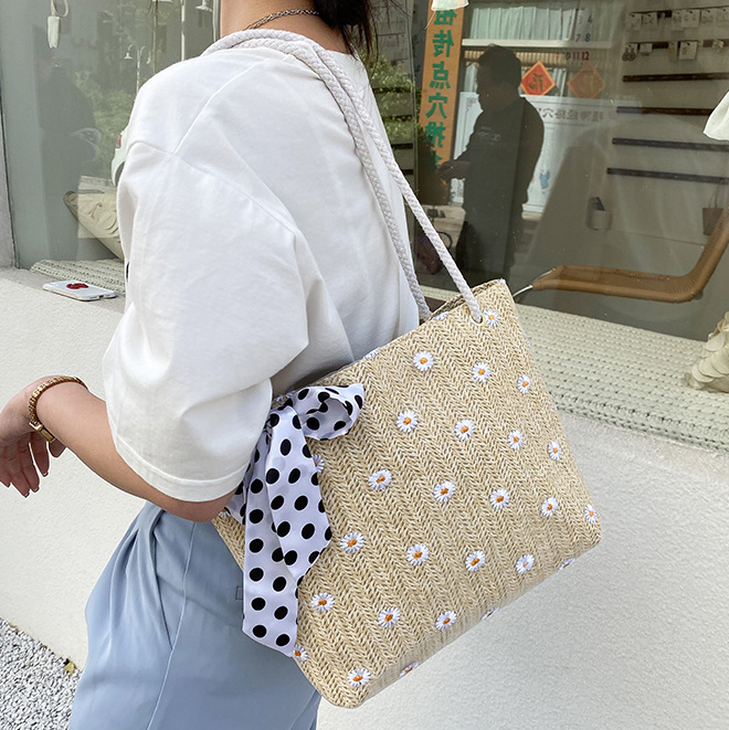 Sunflower Print Light Camel Magnetic Storage Bag