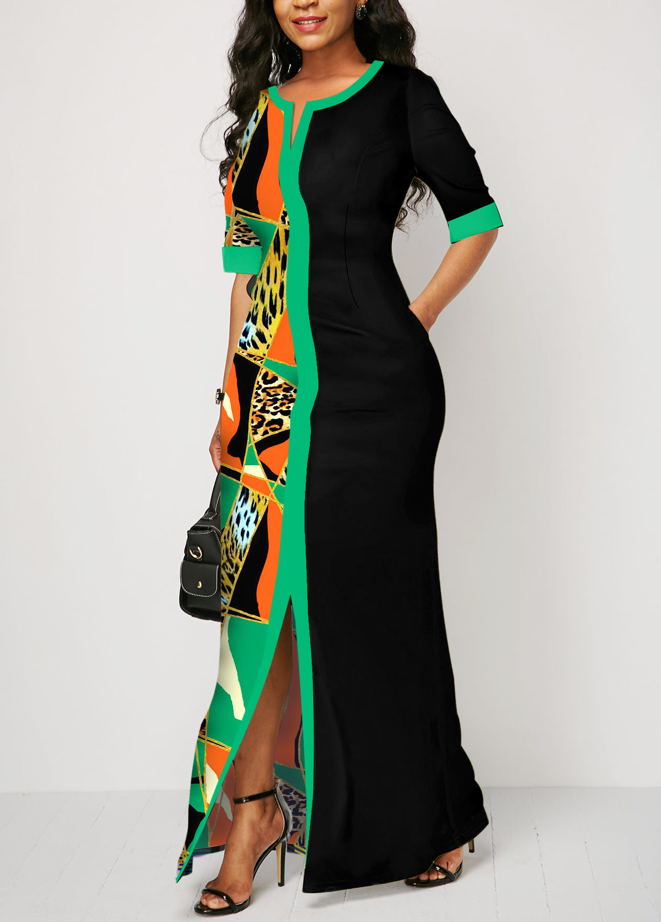 Multi Color dresses,Leopard dresses,ROTITA Split Leopard Multi Color Maxi Dress