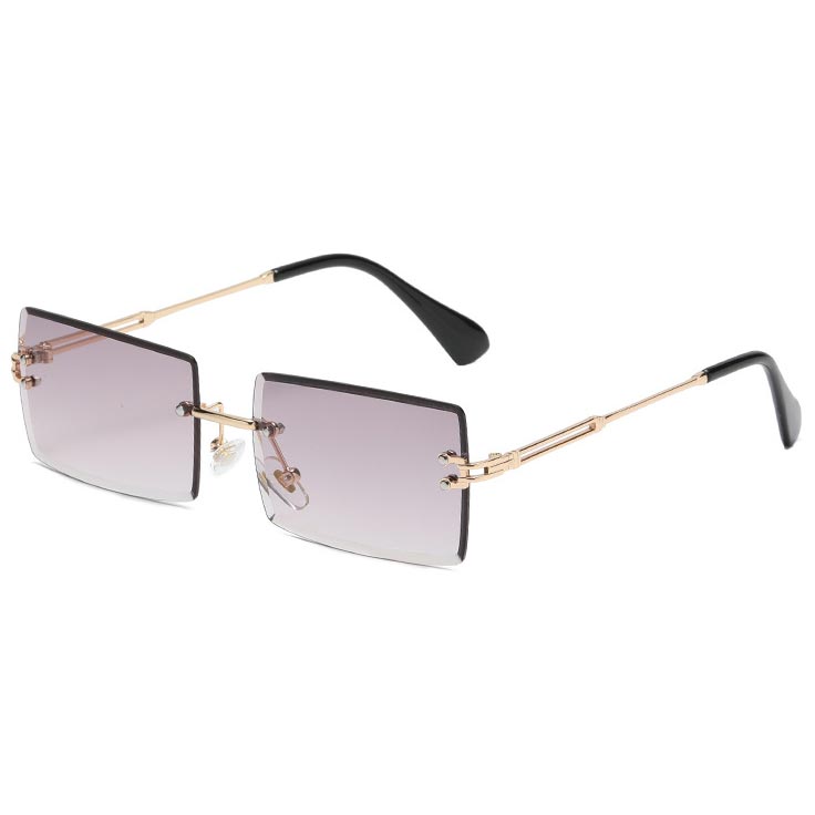 Geometric Design Metal Detail Grey Sunglasses