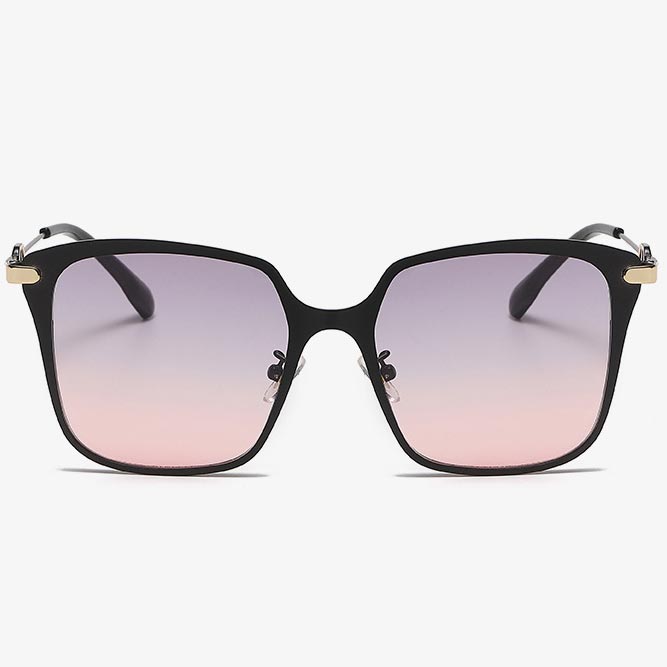 Pink Ombre Plastic Contrast Geometric Sunglasses