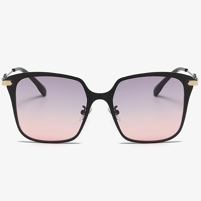 Pink Ombre Plastic Contrast Geometric Sunglasses