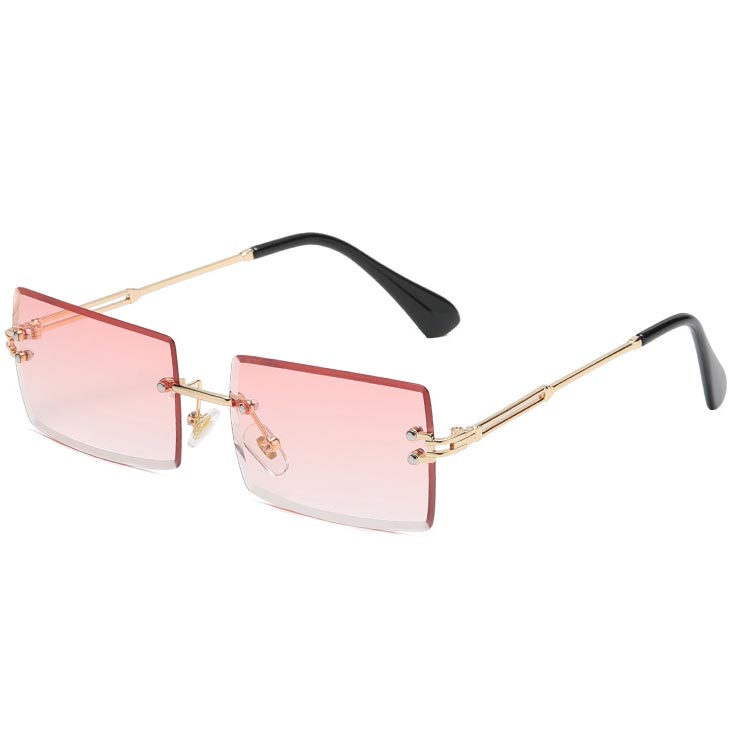 Pink Metal Detail Geometric Design Sunglasses