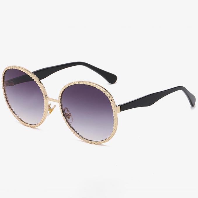 Round Frame Ombre Grey Plastic Sunglasses