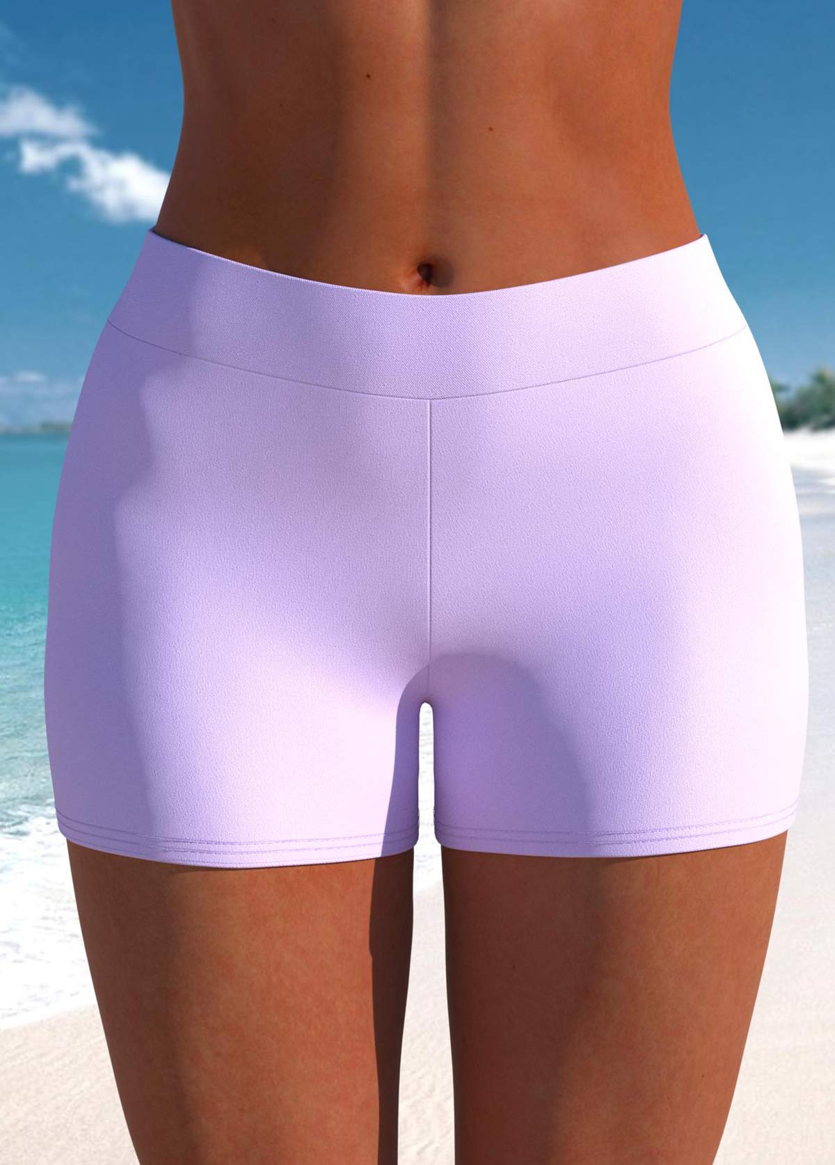 ROTITA Light Purple Mid Waisted Swim Shorts