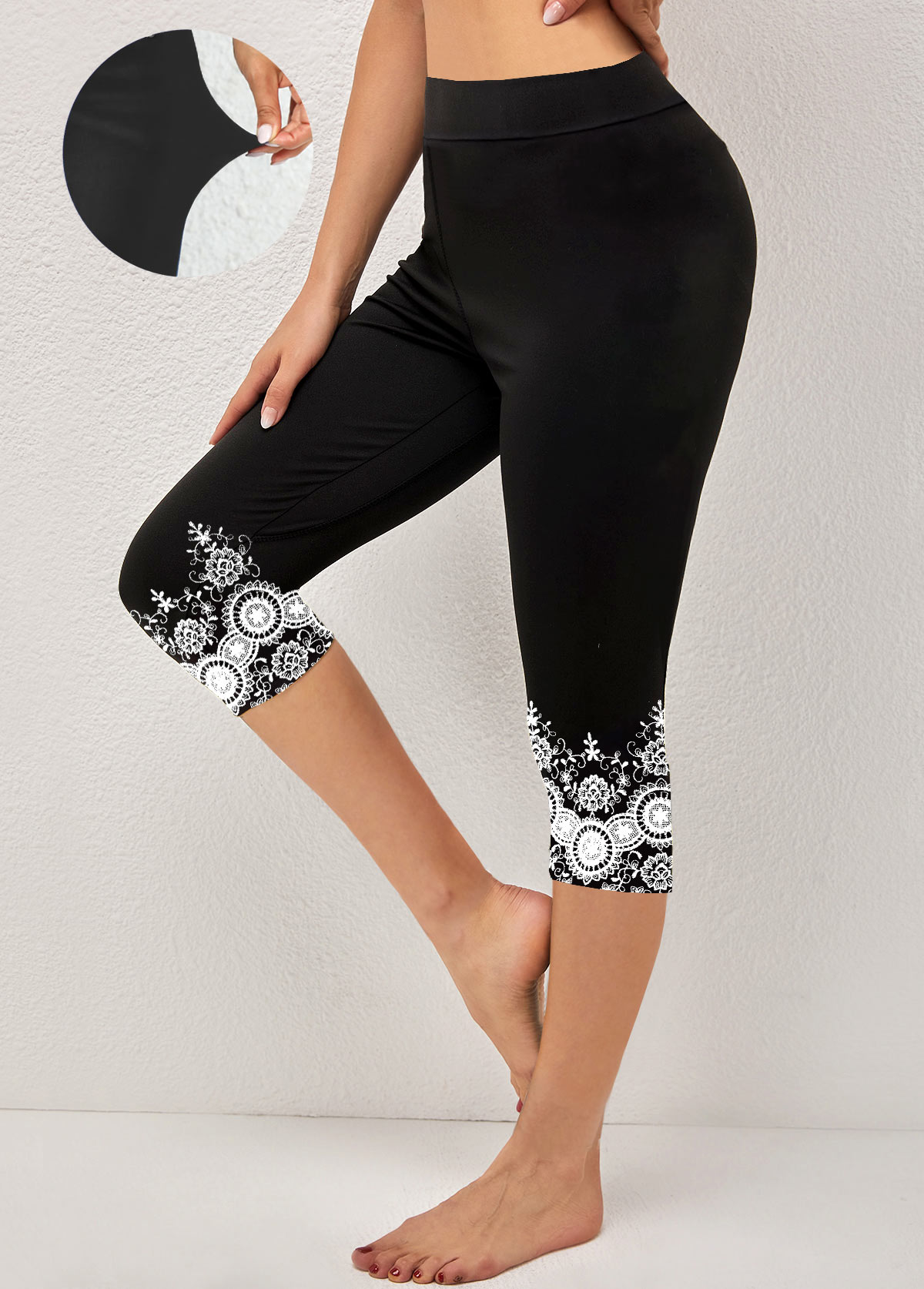 ROTITA Tribal Print Black High Waisted Elastic Waist Leggings