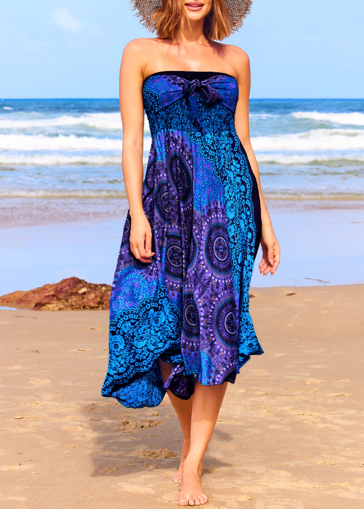 Blue Tribal Print Cover Up