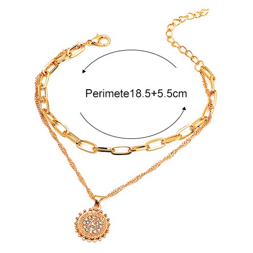 Gold jewelry,Other jewelry,Layered Chain Rhinestone Design Gold Anklet