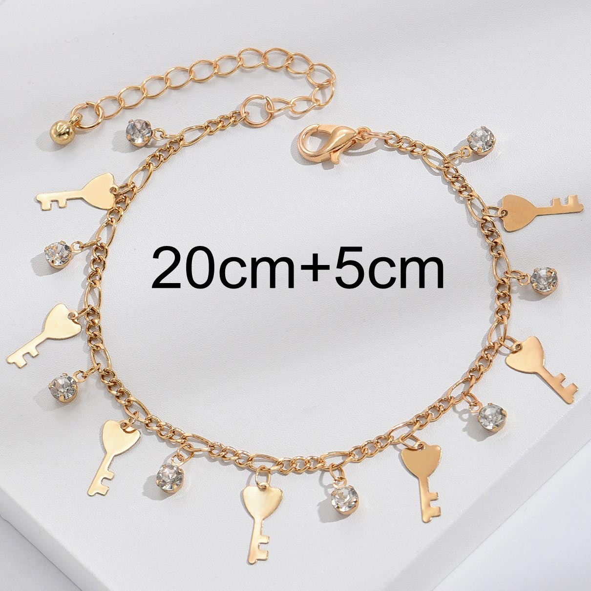 Gold jewelry,Plain Color jewelry,Rhinestone Design Alloy Detail Gold Anklet