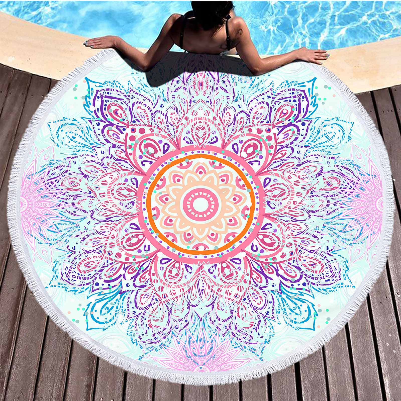 Tribal Print Polyester Multi Color Beach Blanket