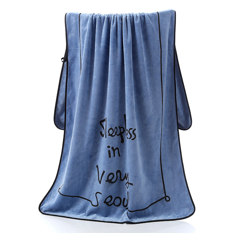 Letter Print Dusty Blue Beach Blanket