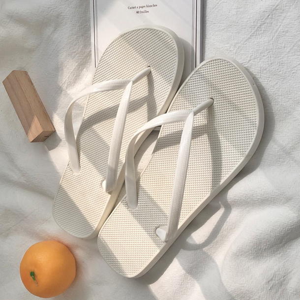 White accessories,Plain Color accessories,White Rubber Falt Toe Post Flip Flops