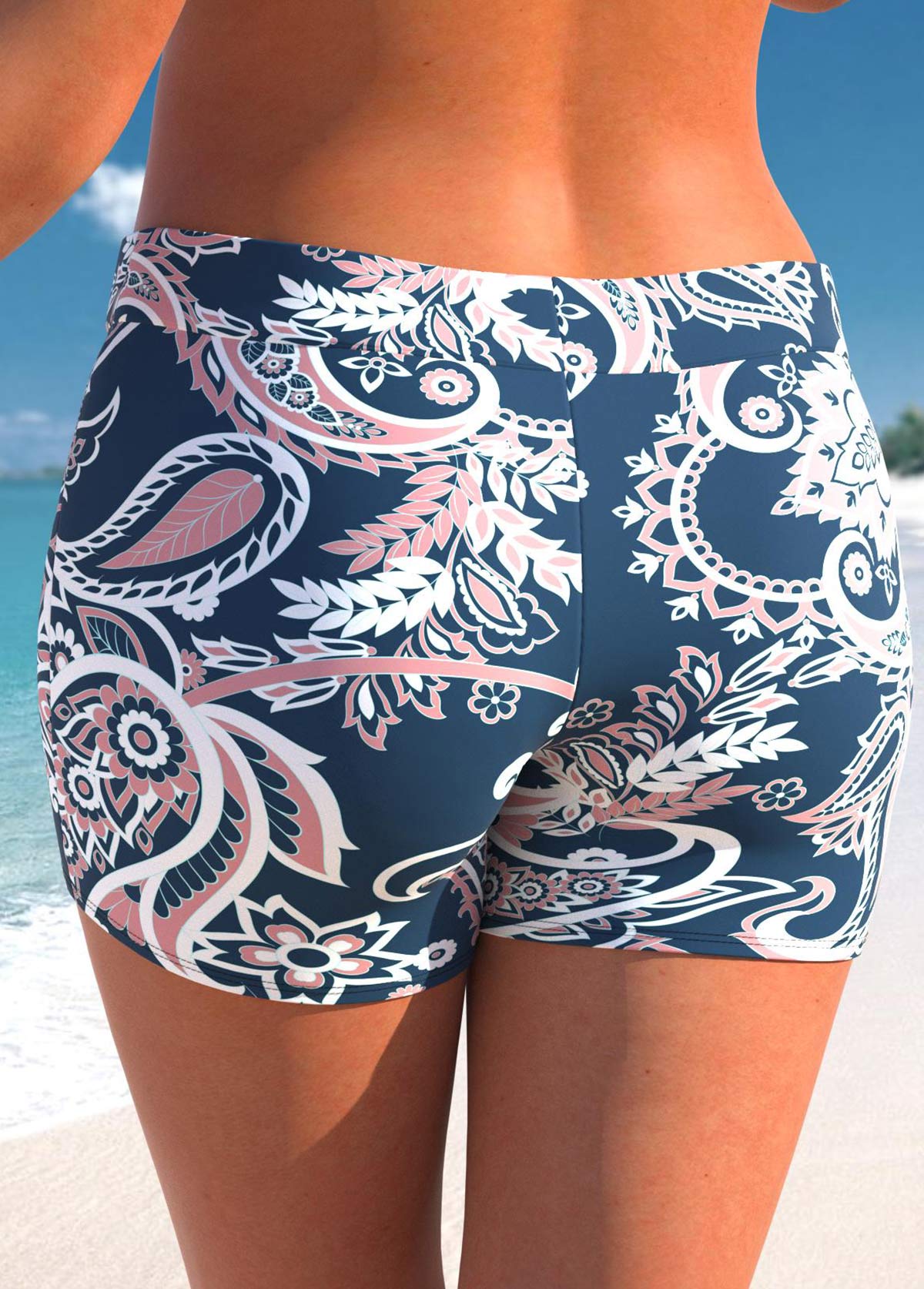 Navy plus size,Paisley plus size,ROTITA Plus Size Paisley Print Tankini Top