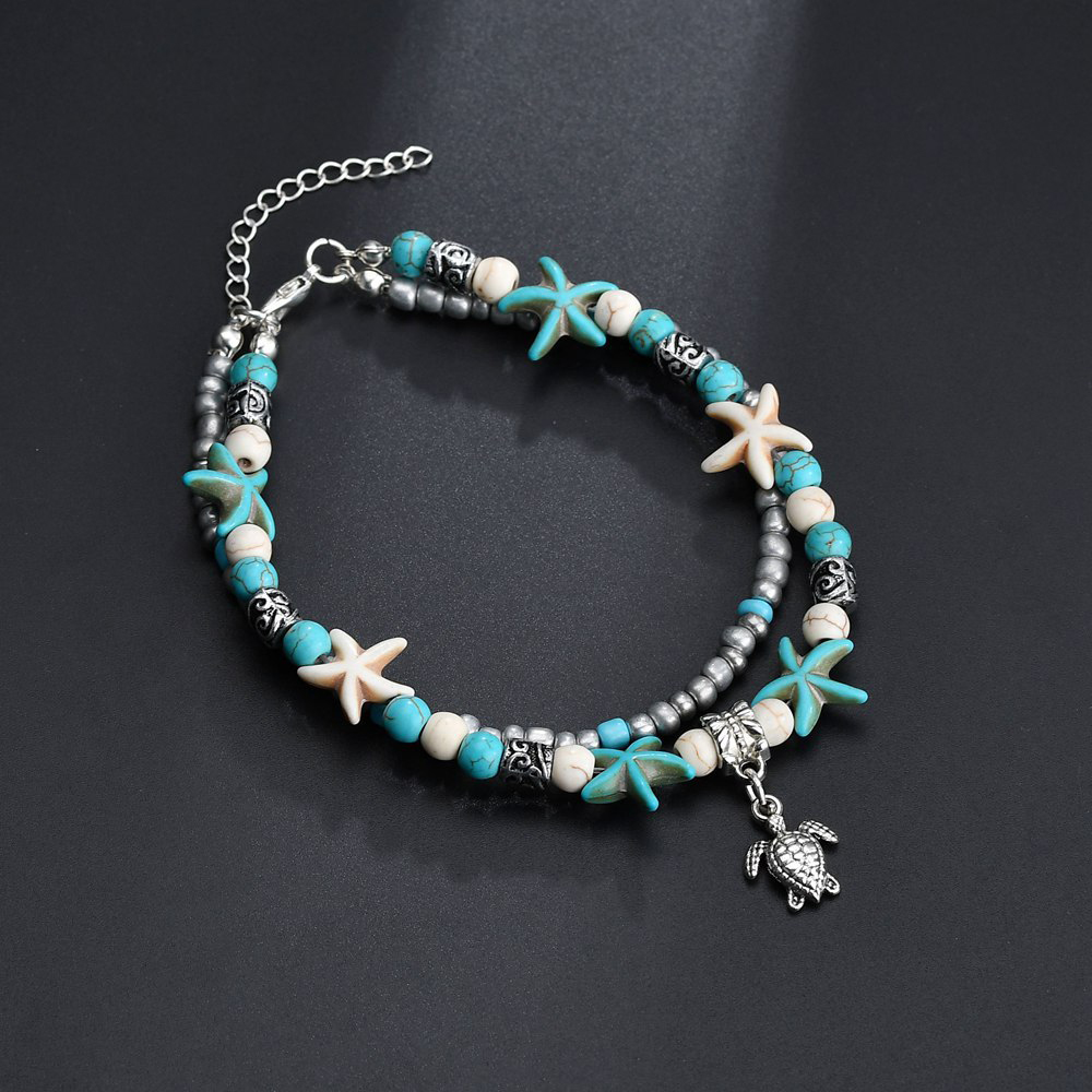 Silver jewelry,Plain Color jewelry,Asymmetrical Design Jade Detail Silver Anklet