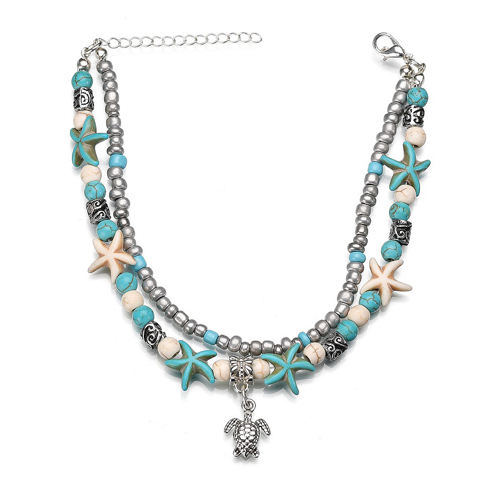 Silver jewelry,Plain Color jewelry,Asymmetrical Design Jade Detail Silver Anklet