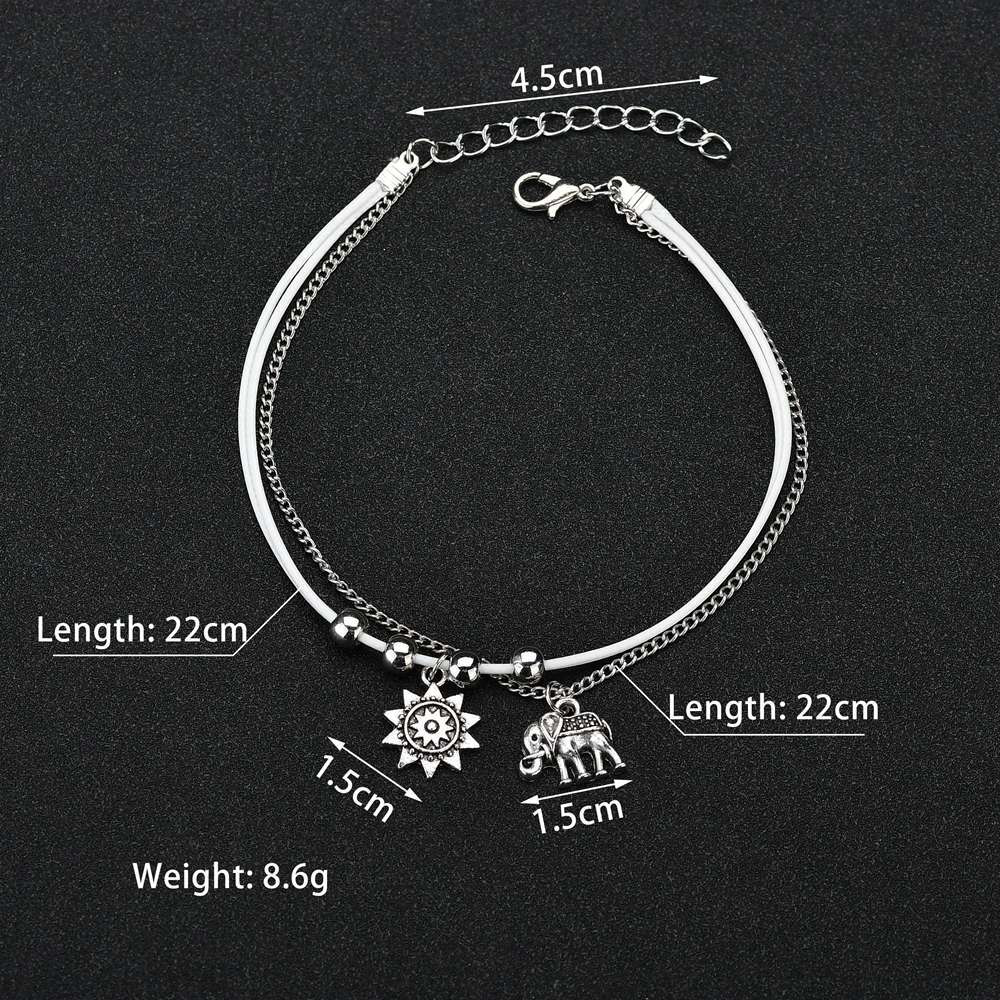 Silver jewelry,Plain Color jewelry,Asymmetrical Design Silver Iron Detail Anklet