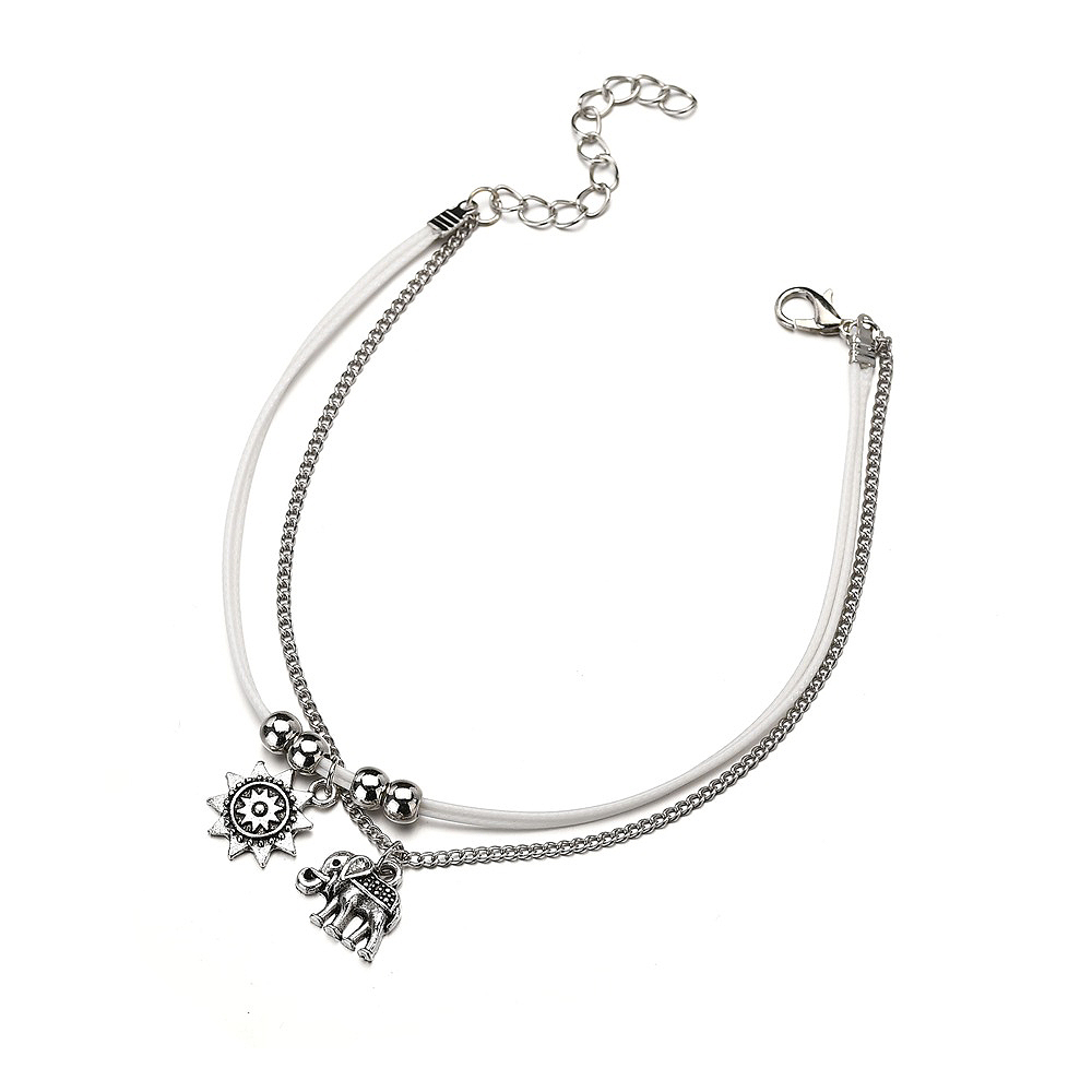 Silver jewelry,Plain Color jewelry,Asymmetrical Design Silver Iron Detail Anklet