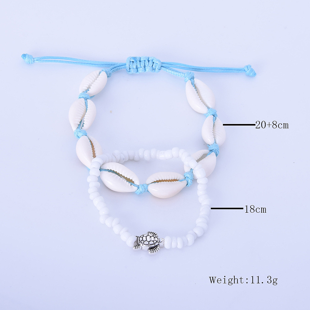 White jewelry,Other jewelry,White Shell Design Asymmetrical Anklet Set