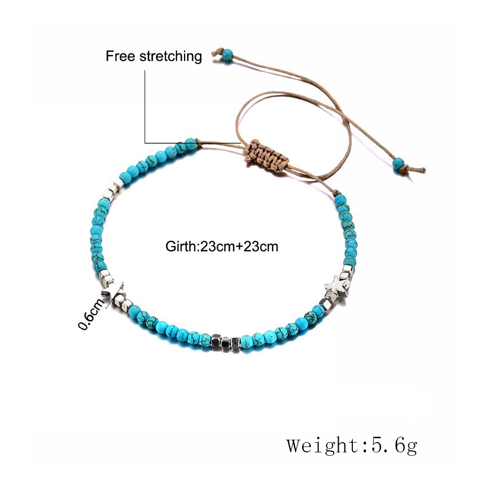 Light Blue jewelry,Other jewelry,Light Blue Star Detail Beads Anklet