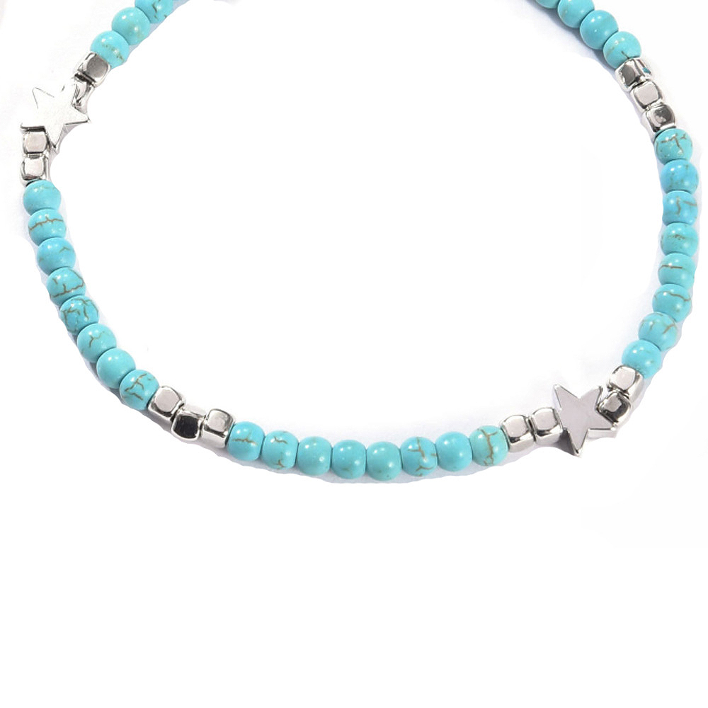 Light Blue jewelry,Other jewelry,Light Blue Star Detail Beads Anklet