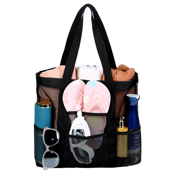 Open Design Black Mesh Detail Hand Bag