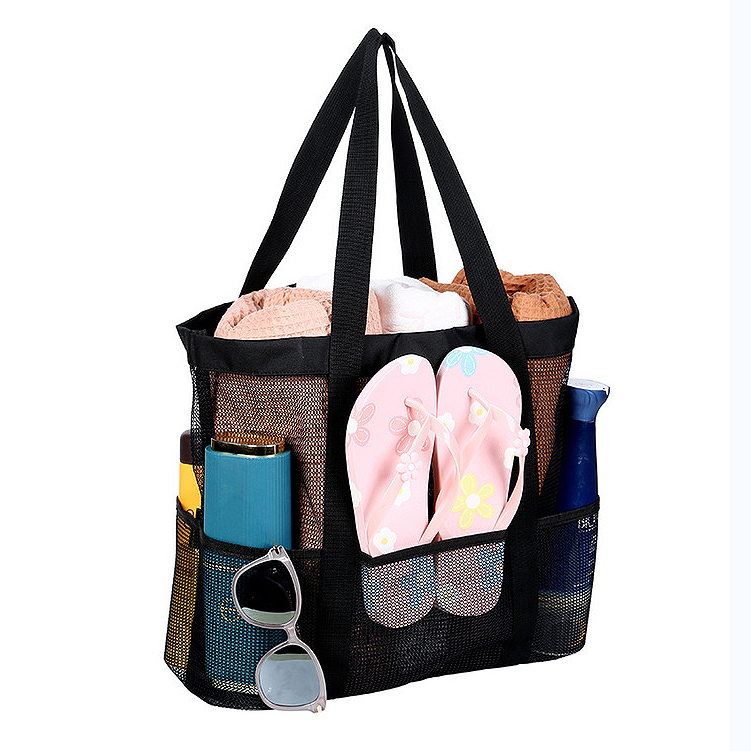 Black accessories,Plain Color accessories,Open Design Black Mesh Detail Hand Bag