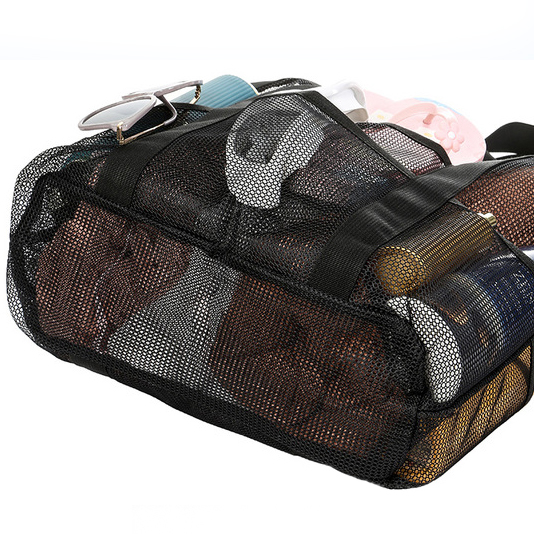 Black accessories,Plain Color accessories,Open Design Black Mesh Detail Hand Bag