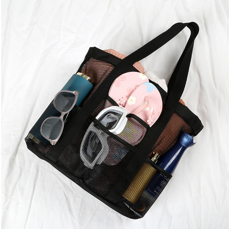 Black accessories,Plain Color accessories,Open Design Black Mesh Detail Hand Bag