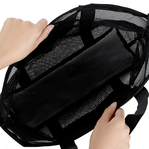 Black accessories,Plain Color accessories,Open Design Black Mesh Detail Hand Bag